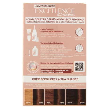 L'Oreal Paris Colorazione permanente senza ammoniaca, Riflesso Universale, Castano 4U